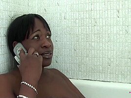 While Showering The Ebony Gets A Craving For A Bbc To Rail Her Tight Pussy